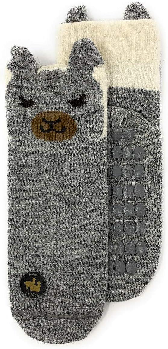WARRIOR ALPACA SOCKS - Children's Baby Alpaca Wool Peek-A-Boo Paca Face Socks, Non-Skip Grips - Image 5