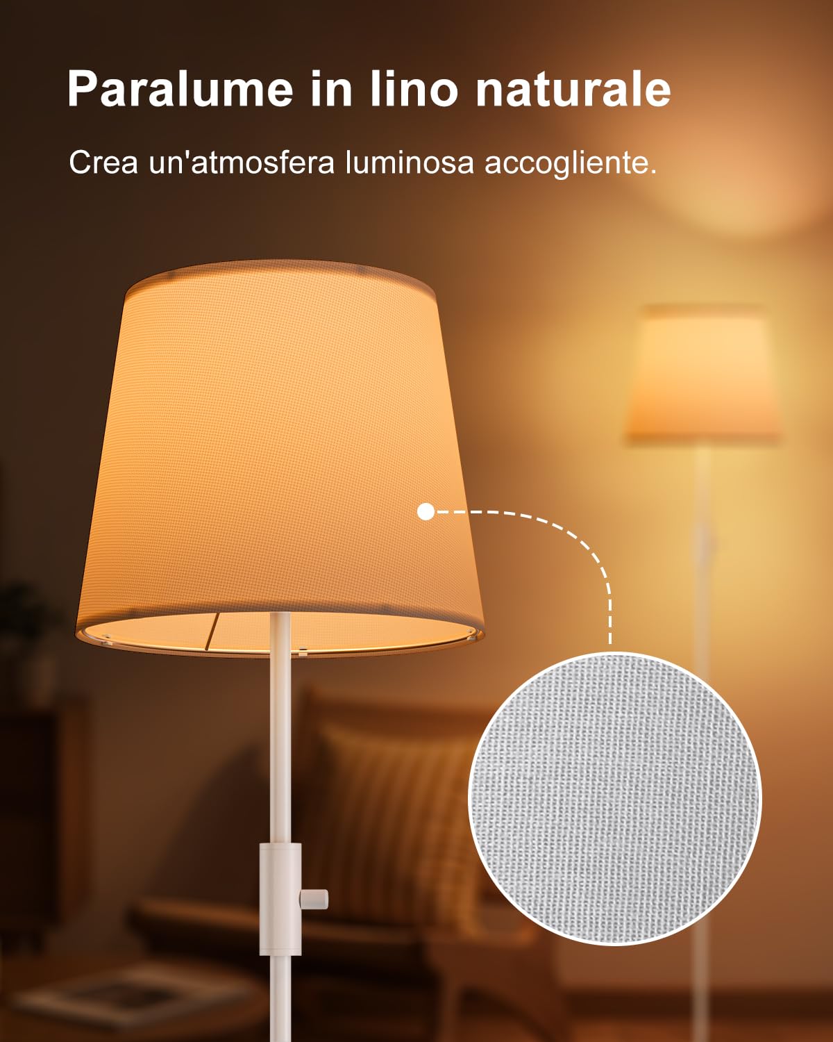 DUSKTEC Lampada da Terra Smart RGB - Piantana con Paralume in Tessuto Dimmerabile, Bianco Caldo e Freddo, Lampada a Stelo Moderna per Soggiorno e Camera da Letto, Compatibile con Alexa e Google Home