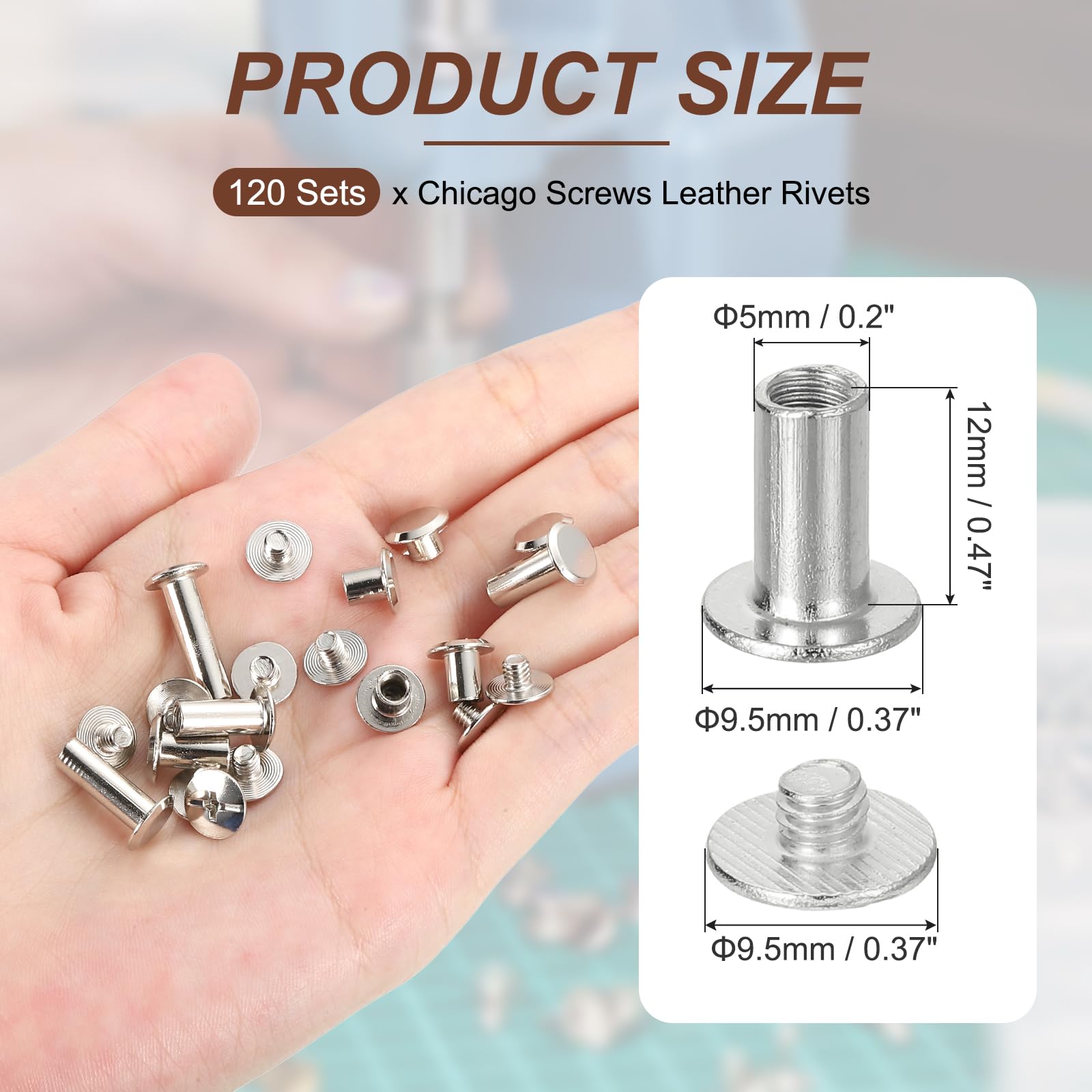 PATIKIL 15mm Chicago Screws Leather Rivets - Image 2