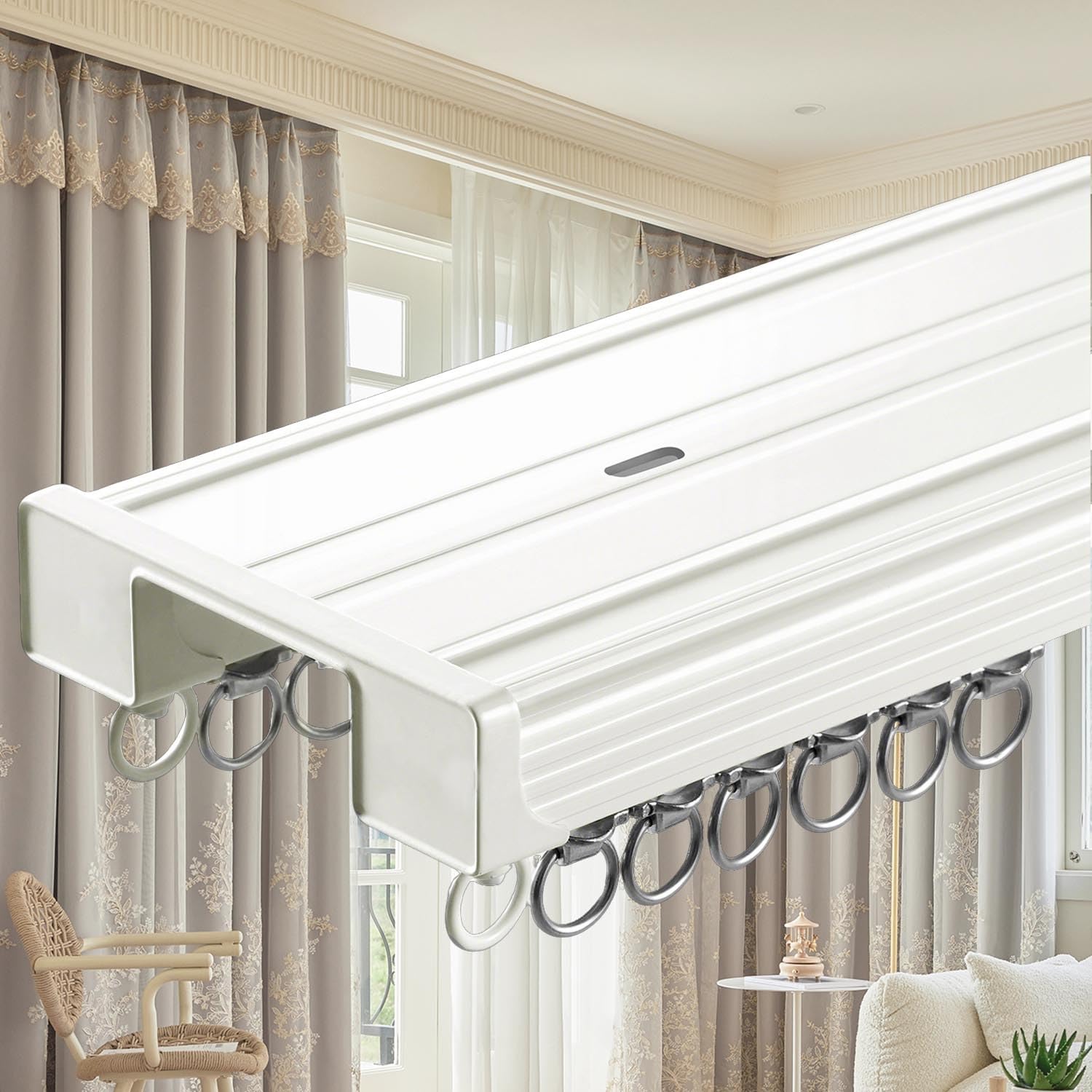 Rails de rideaux pour plafond et rails coulissants ajustables doubles robustes