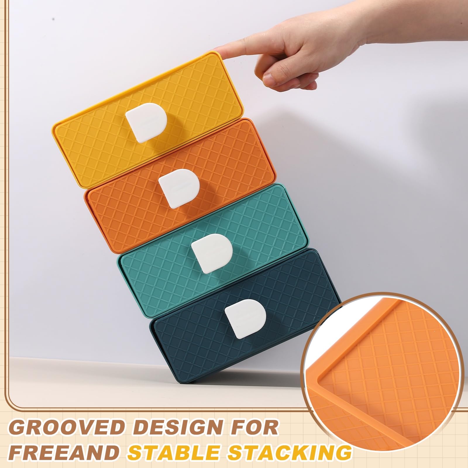 QUARKZMAN Cassetti Impilabili Per Scrivania, Organizzatore Da Scrivania In Plastica Con Cassetti Scatola Di Archiviazione Per Casa Ufficio Cancelleria Bagno Trucco, Blu Singolo Strato