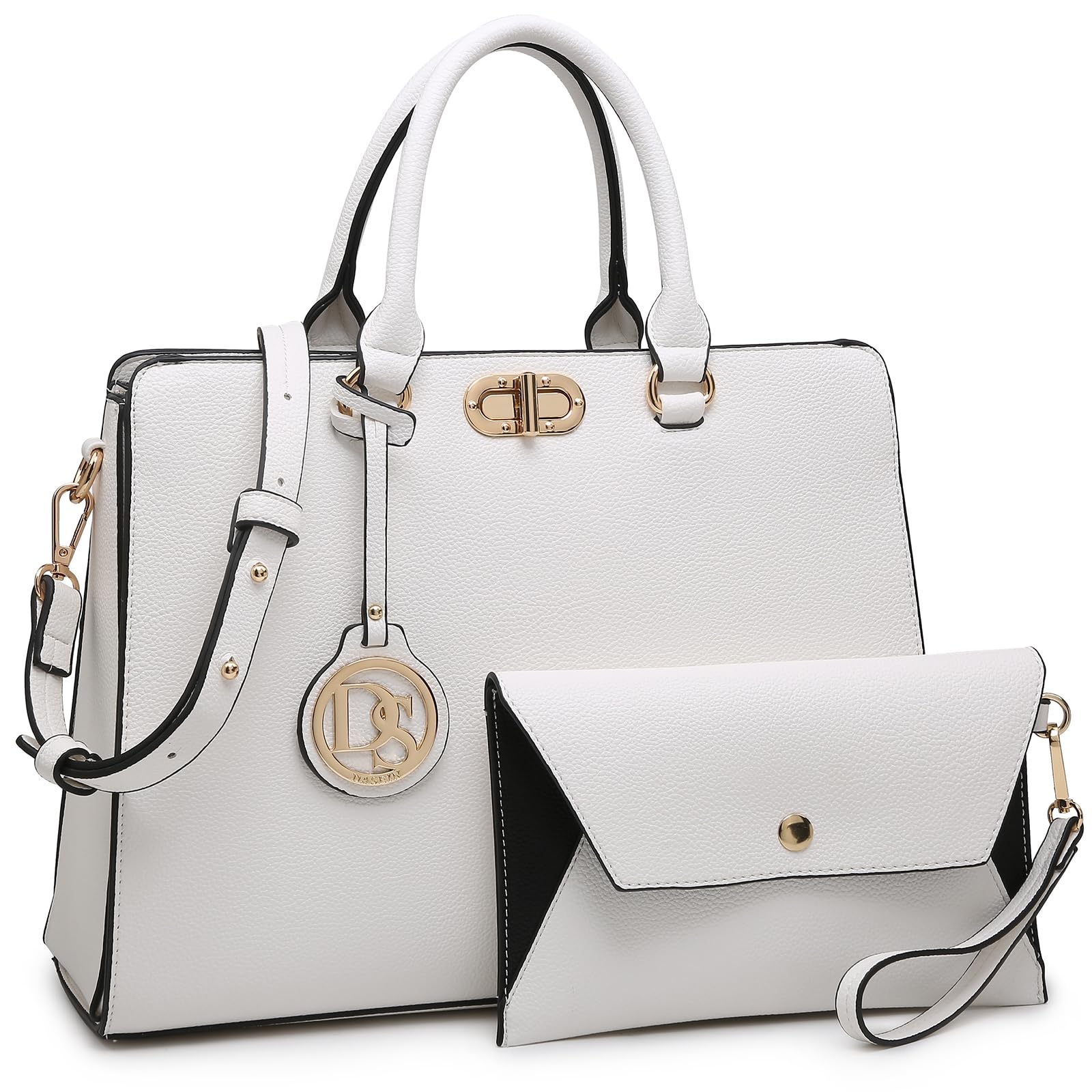 DaseinWomen Handbags Purses Ladies Work Purse Satchel Tote Top Handle Shoulder Bags with Matching Clutch
