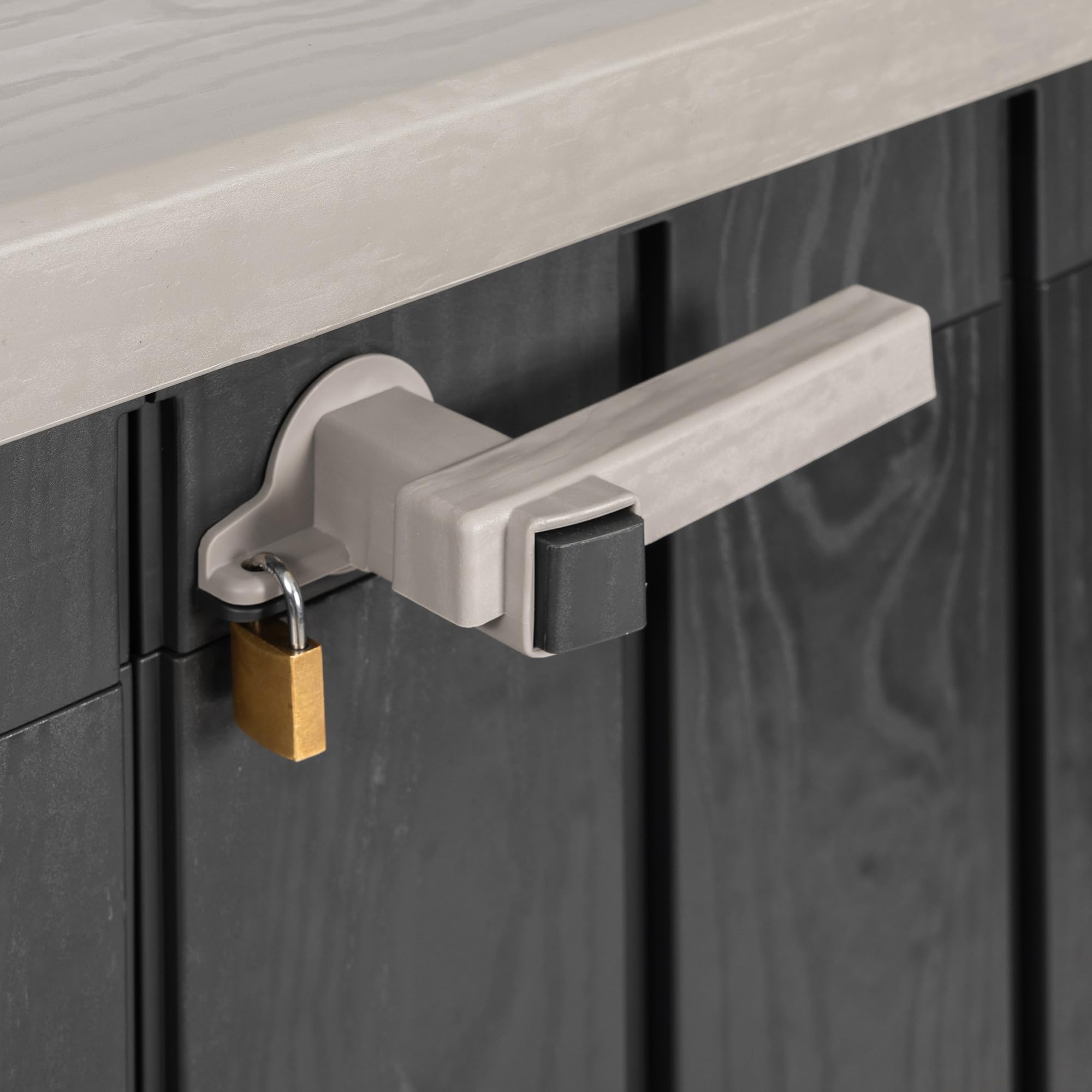 Toomax Storer Plus XL Baule 1270L portattrezzi 145x85x124,5h cm effetto legno antracite/grigio tortora resistente UV esterni