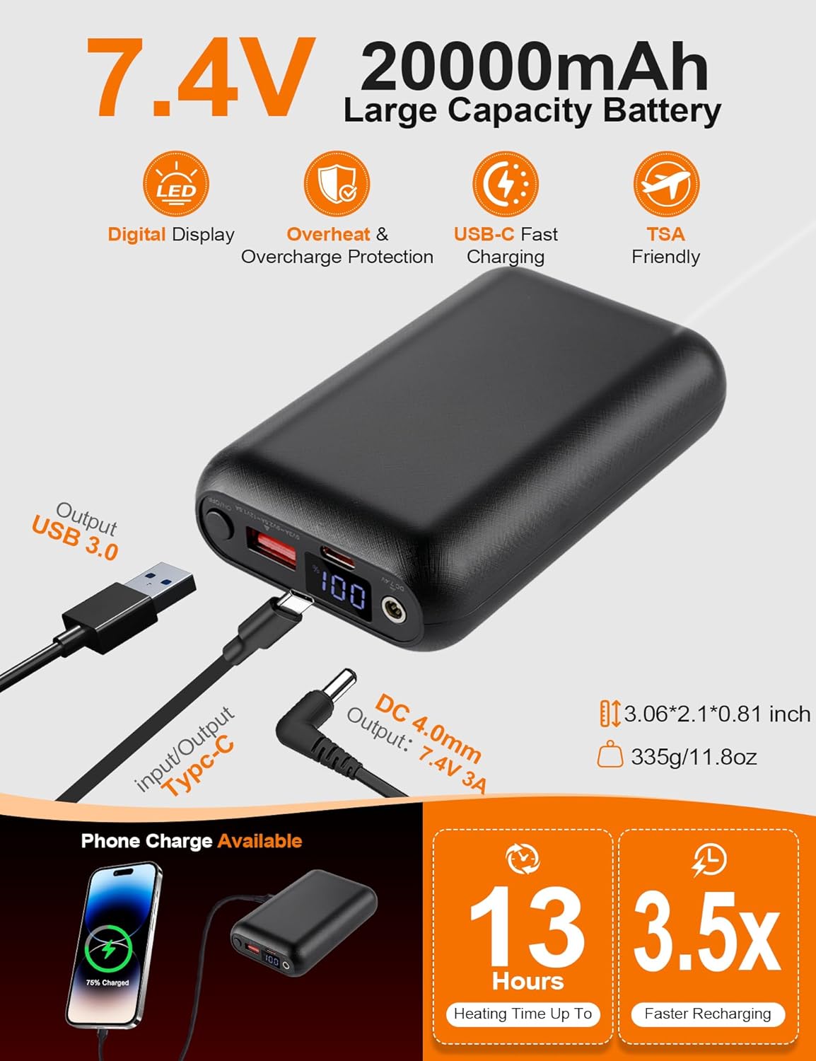 Heated Vest Women with 20000mAh 7.4V Rechargeable Battery, Fuzzy Fleece Lined Electric Heating Vests Coats Jacket - Image 6