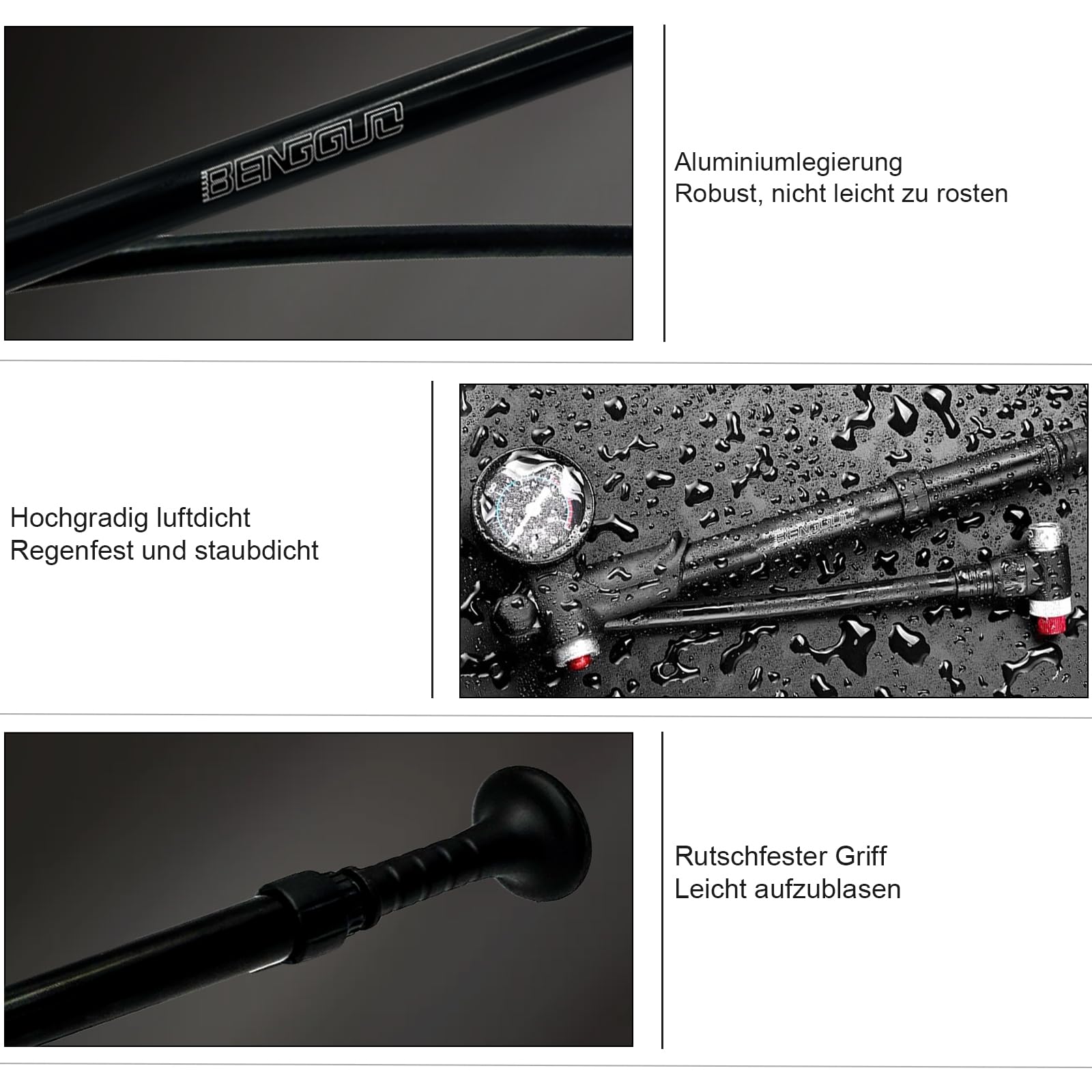 Hochdruck Dämpferpumpe(Max 300 PSI) 3 in1- Fahrrad Gabelpumpe, Hinterradaufhängung pumpe und Fahrradreifen pumpe, Fahrradpumpe mit Manometer, Tragbare Minipumpe mit Entlüftungstaste für MTB, Rennrad