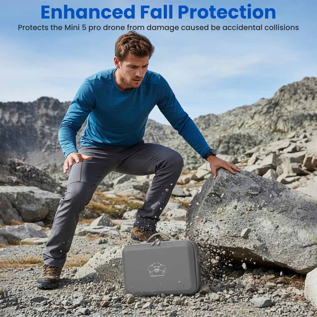 ZORBES® Carrying Case for DJI MINI 5 PRO, Portable Drone Travel Case Anti-Scratch EVA Hard Shell Travel Shoulder Bag Accessories Case Bag with Handle, for DJI RC 2 Controller Fly More Combo 1