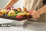 Planches à découper en noyer THETCHRY pour la cuisine, planche à découper en bois à grain de bout avec poignée, planches à charcuterie en noyer foncé à double face pour viande, légumes, fruits, fromage, 17 po x 13 po x 1 po