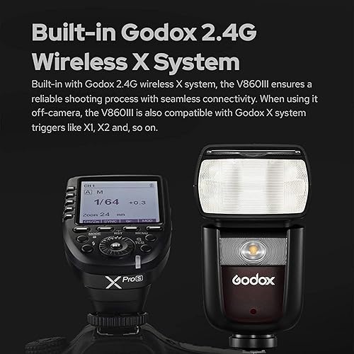 Miniatura 9 de Godox V860III-N Flash de cámara para Nikon Flash Speedlight Speedlite Light,2.4G HSS 18000s,480 Flashes de potencia completa, batería de iones de