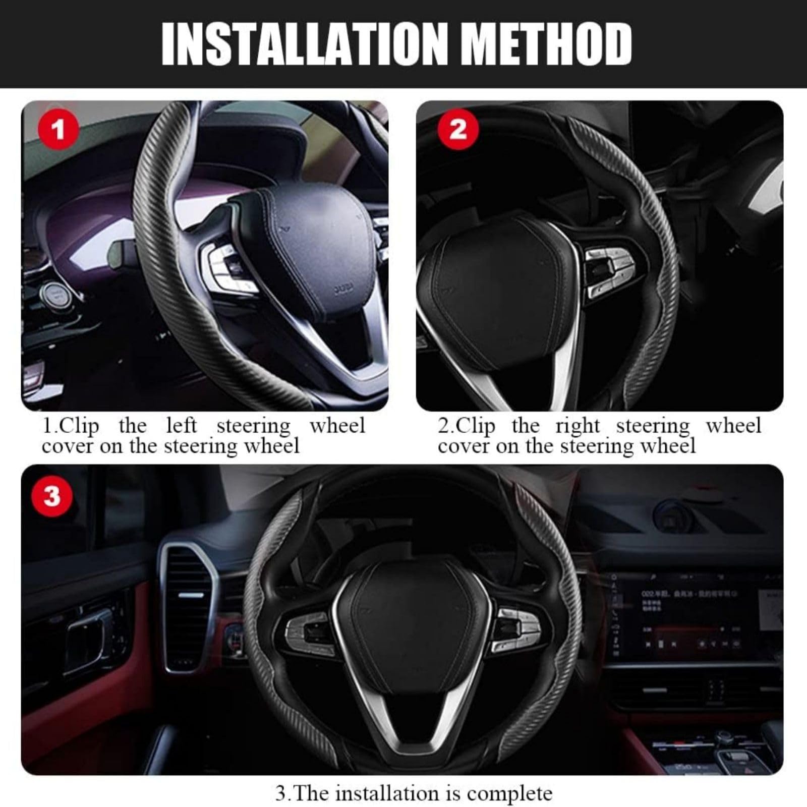 Housse De Volant En Fibre De Carbone Pour Citroën DS7 Crossback - Antidérapante, Confortable, Protection Contre L'Usure - 37-38 Cm