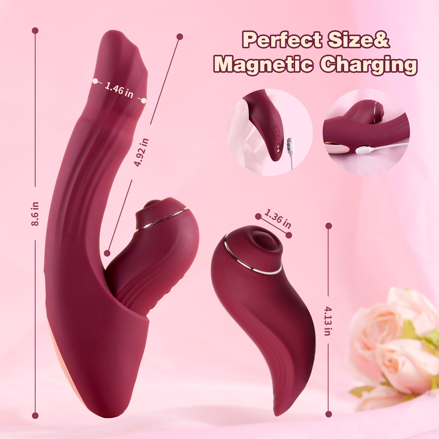 Vibrator Sex Toys Adult Dildo - QUZAR 6 in 1 Detachable Set Heating APP Vibe with 7 Tapping 7 Thrusting 10 Vibration, Female True Clit Nipple G Spot Anal Stimulator for Women Men Couples Game