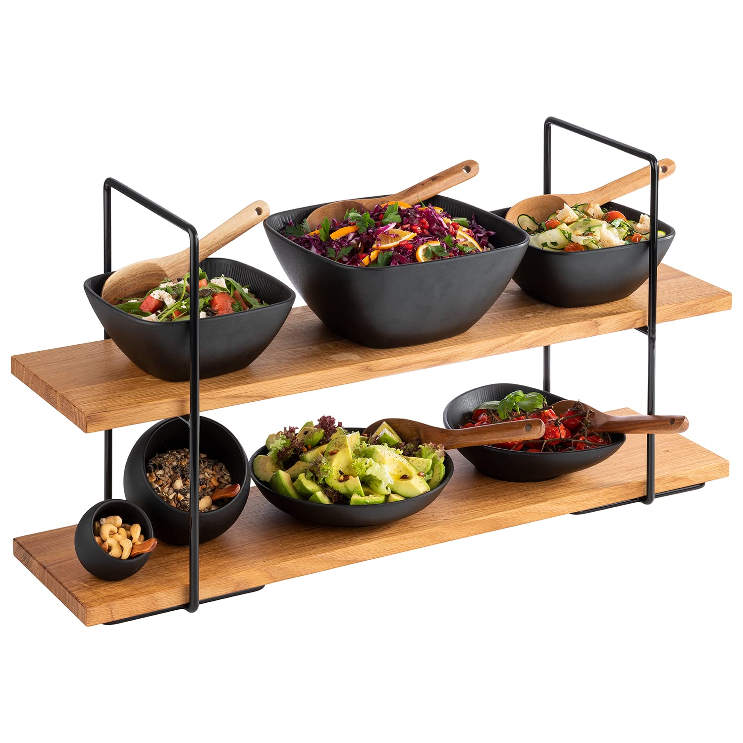 APS 33301 2-stufige Etagère Perfecto Large, bestehend aus 2 Buffetständern und 2 Buffetbrettern aus Eichenholz