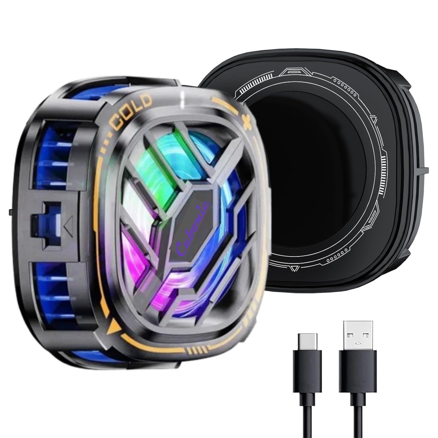Cubonic X76 Mobile Cooler Magnetic/Clip Attachment, 3 Gear Cooling Fan, Quiet Operations RGB Semiconductor Technology Mobile Radiator with Larger Cooling Area (Black)-image-6