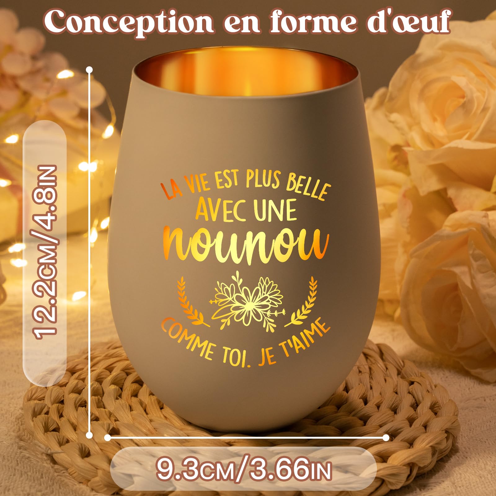 Bougeoir Nounou Personnalisé Cadeau Original pour Femme Fin de Contrat Merci Noël Anniversaire