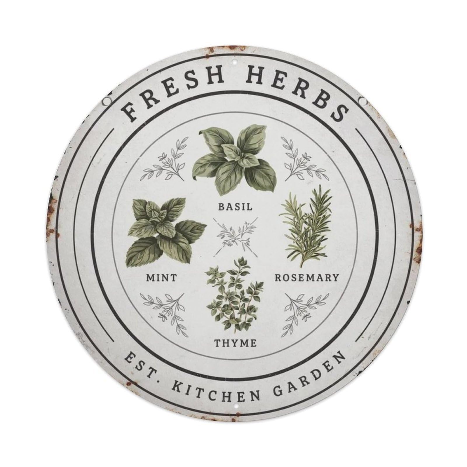 Kitchen Round Plant Sign Metal Tin Sign Plaque