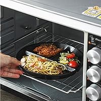 Vista 2 de Platos de cena divididos de cerámica negra de 8 pulgadas para adultos, paquete de 2 platos divididos de porcelana para control de porciones