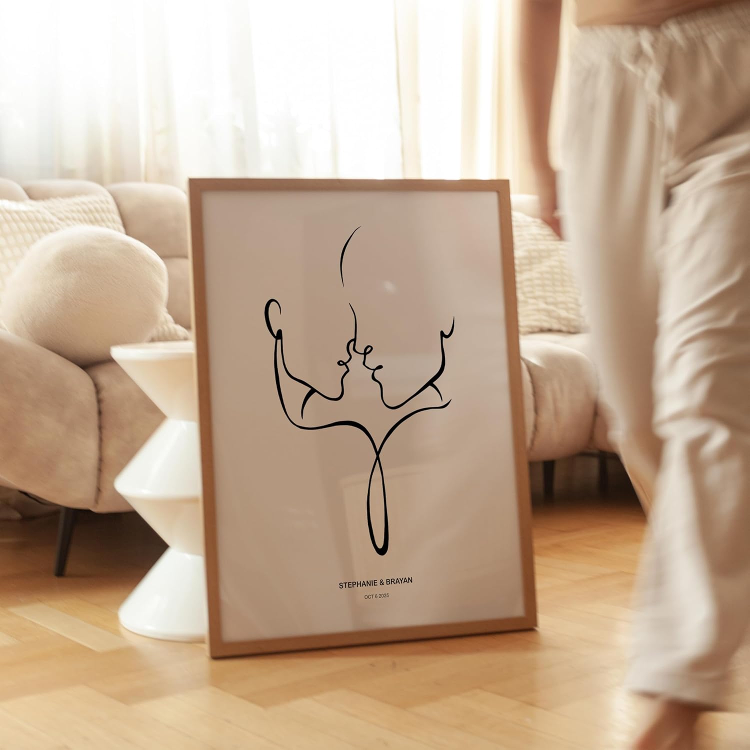 Poster Master Personalized Couple's Almost Kiss Print, Customized Line Drawing Poster and Canvas, Abstract Illustration Art, Gift for Couples, Available in 8x10 to 30x40