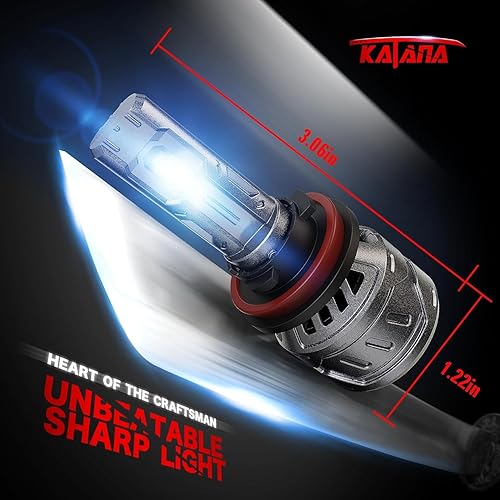 Miniatura 3 de KATANA Bombillas LED H11, bombilla H9 H8 de 16000 lm, 70 W, 6500 K, xenón blanco, extremadamente brillante, enchufar y usar, luz antiniebla de