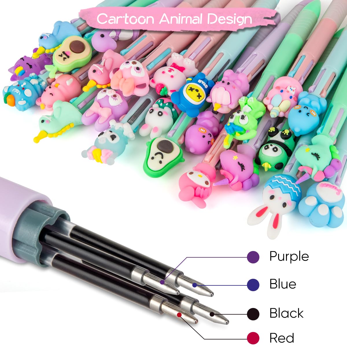 Lot De 30 Stylos Kawaii - Formes Rigolotes (donut, Dinosaure...) - Idéal Cadeau Anniversaire Enfants, Fêtes, école