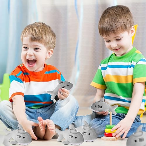 Miniatura 5 de Zubebe 24 llaveros de tiburón a granel, llavero de tiburón de peluche, mini mochila de peluche de tiburón a granel, llavero suave con clip para