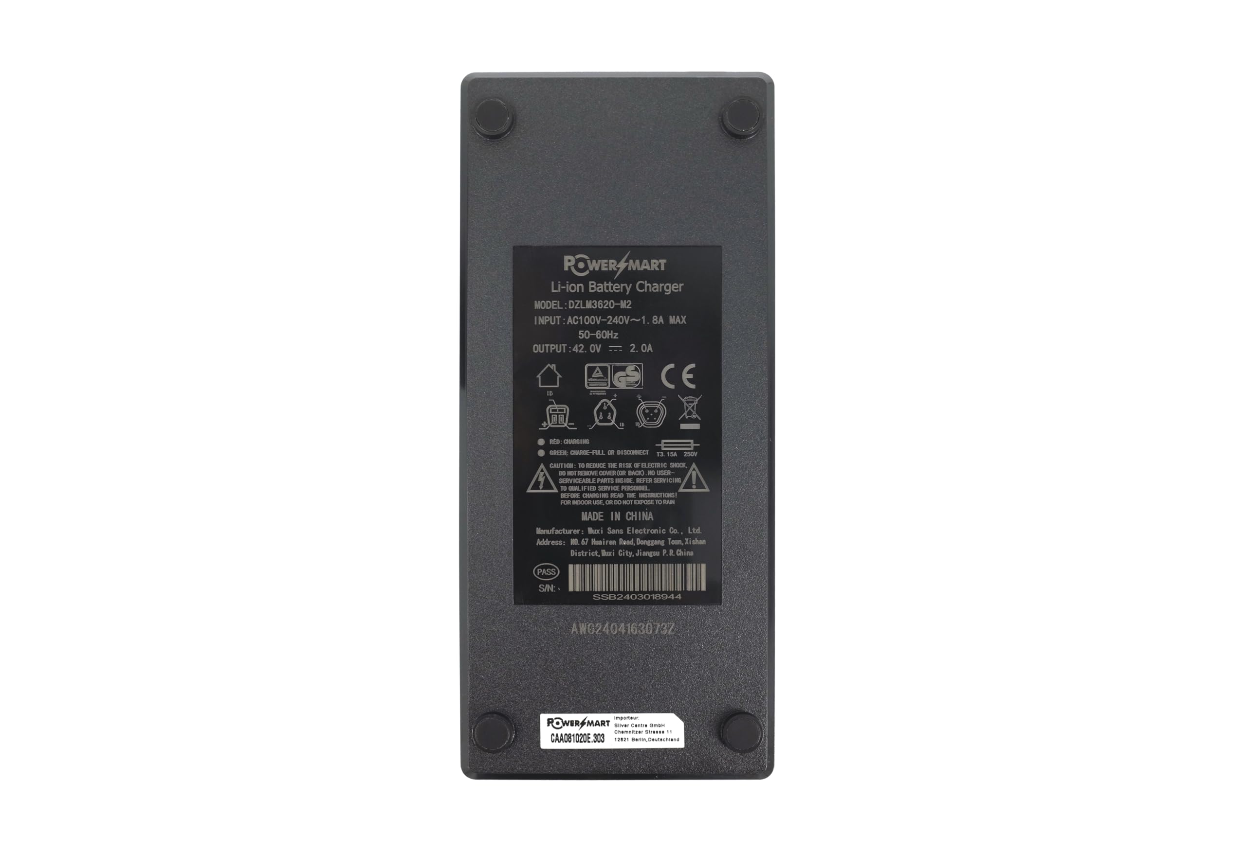 PowerSmart® 2,0 A 42 V Phylion DZLM3620-M2 zasilacz ładowarka do akumulatora 36 V 3 Pin Carrera seria Raleigh E-Bikes