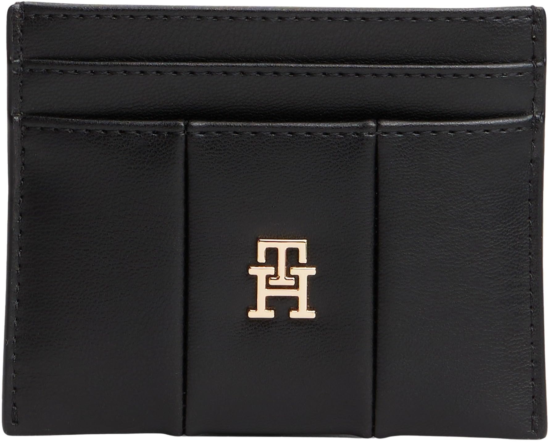 Tommy Hilfiger Women's TH ICON CC Holder Quilted AW0AW17745 Cardholder, Black (Black), One Size