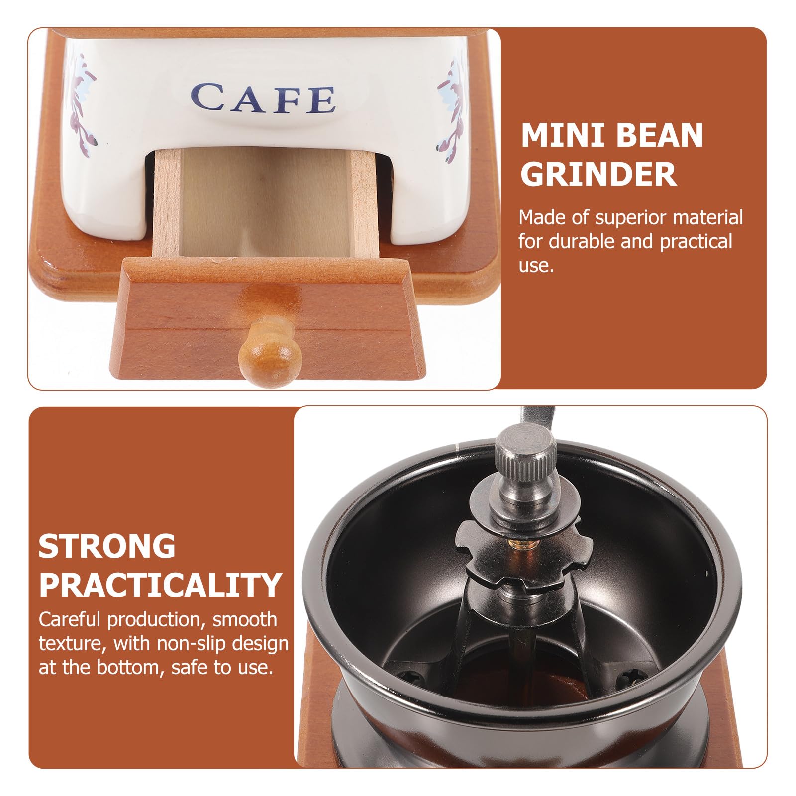 Molinillo de Café Manual de Cerámica Retro, Molinillo Portátil para Frijoles y Pimienta, Herramienta de Molienda para Oficina y Hogar, 1 Unidad, Diseño Ecológico y Resistente