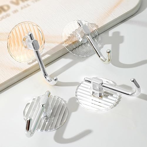 Miniatura 2 de Paquete de 6 ganchos para toallas de baño, ganchos de pared adhesivos transparentes, sin taladrar para baño y cocina