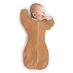 SwaddleDesigns Transitional Swaddle Sack, Arms Up Half-Length Sleeves & Mitten Cuffs, Swaddle for Newborn Transition to Baby Sleep Sack Wearable Blanket, Med, 3-6 Month, 14-21 lb, Heathered Butterum