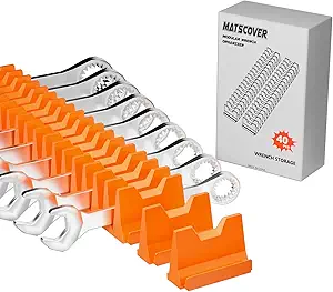 40PCS Modular Wrench Organizer Wrench Holder - Wrench Tool Organizers for Tool Drawer Storage, Wrench Storage Set with Metric & SAE Label, Wrench Rack Tool Gift for Professional Mechanics, Orange