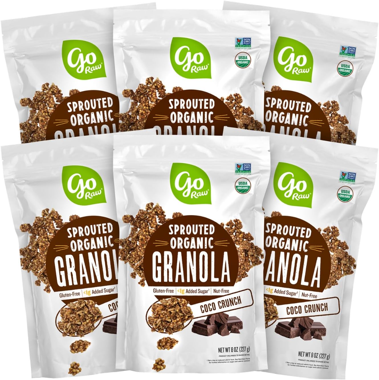 Go Raw Organic Sprouted Granola, Coco Crunch, 6 ct box of 8 oz bags