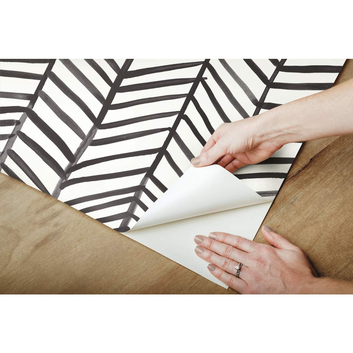 RoomMates RMK11633WP Cat Coquillette Herringbone Black and White Peel and Stick Wallpaper, Black/White, 52.1 x 502.9 cm - Image 4