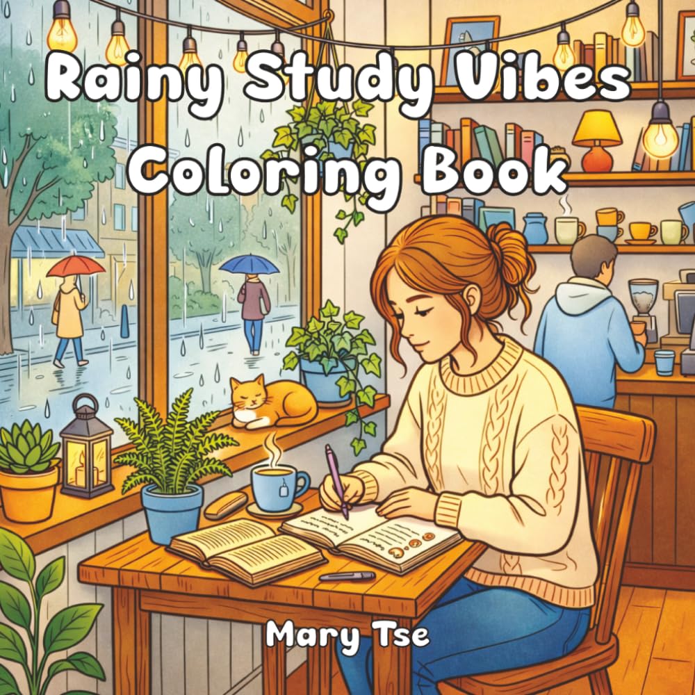 Rainy Study Vibes Coloring Book: Life Coloring Book for Teens and Adults: A Cozy and Aesthetic Coloring Book with Study Vibes, and Relaxing