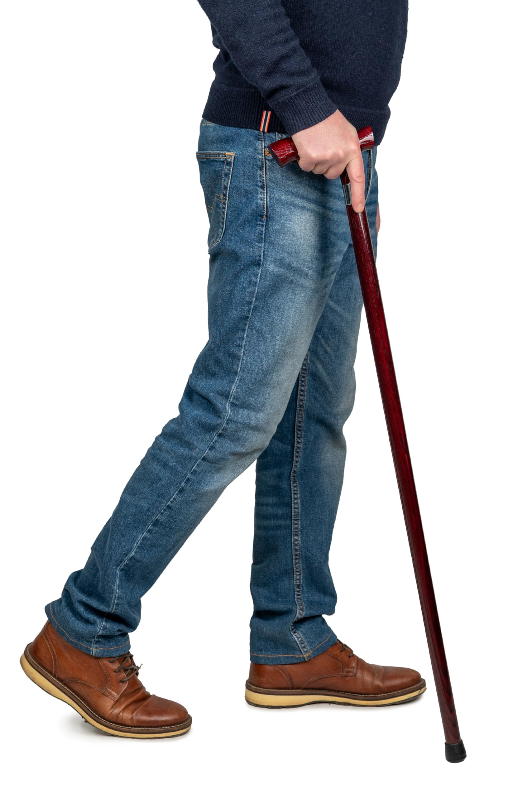 Dr. Watson Classic Fritz Walking Stick – Handcrafted Ash Wood Cane with Polished Stainless Steel Collar