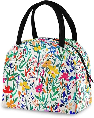 Miniatura 2 de Flores Coloridas a prueba de fugas Comida Preparación Bolsa de almuerzo Bolsas de almuerzo para Adolescente para Picnic bolso de almuerzo para mujer