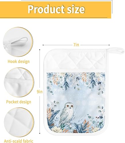 Miniatura 10 de Purple Flowers 2Pcs Pot Holders for Kitchen,Non Slip & Heat Insulation Terry Cloth Potholder Set with Pocket,Thick Hot Pad Oven Mitts Trivet Coaster