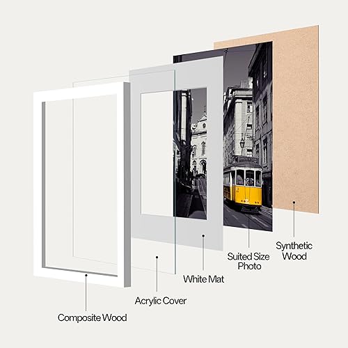 Vista 445 de eletecpro Juego de 10 marcos de fotos de 8.5 x 11 pulgadas, collage de fotos, decoración de pared, fotos de 5 x 7 con paspartú o de 8.5 x 11 Negro