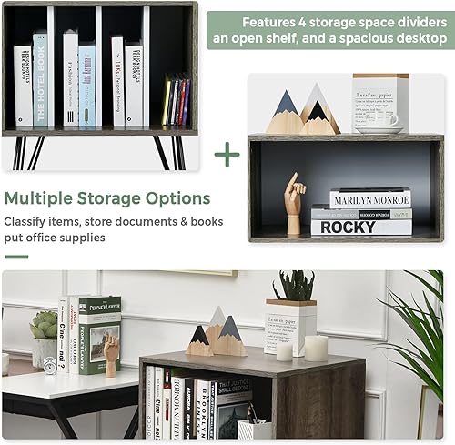 Miniatura 14 de Giantex Soporte para tocadiscos, soporte giratorio blanco con capacidad para hasta 150 álbumes, mesa de gabinete de almacenamiento de vinilo de