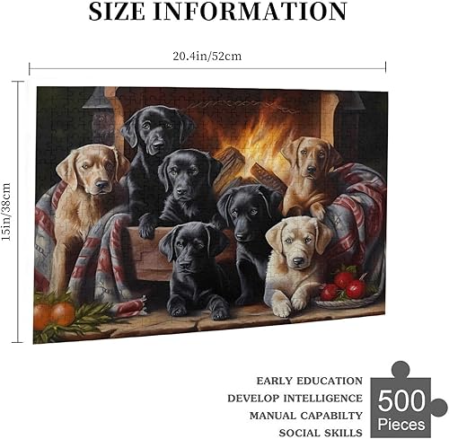 Miniatura 2 de Rompecabezas de 500 piezas para adultos con perro labrador amarillo, negro y chocolate, formación de cachorros de laboratorio de madera a juguetes,