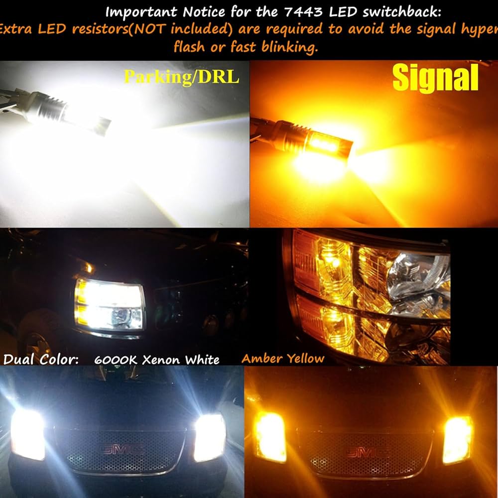 Switchライト LASFIT T3 7443 CK Switchback LED CanBus Bulb 7444 ONLY for