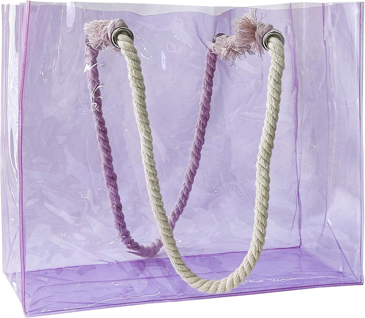 Sac De Plage Transparent En PVC - 30x28x12 Cm, Imperméable, Réutilisable, Pour Piscine Et Sport