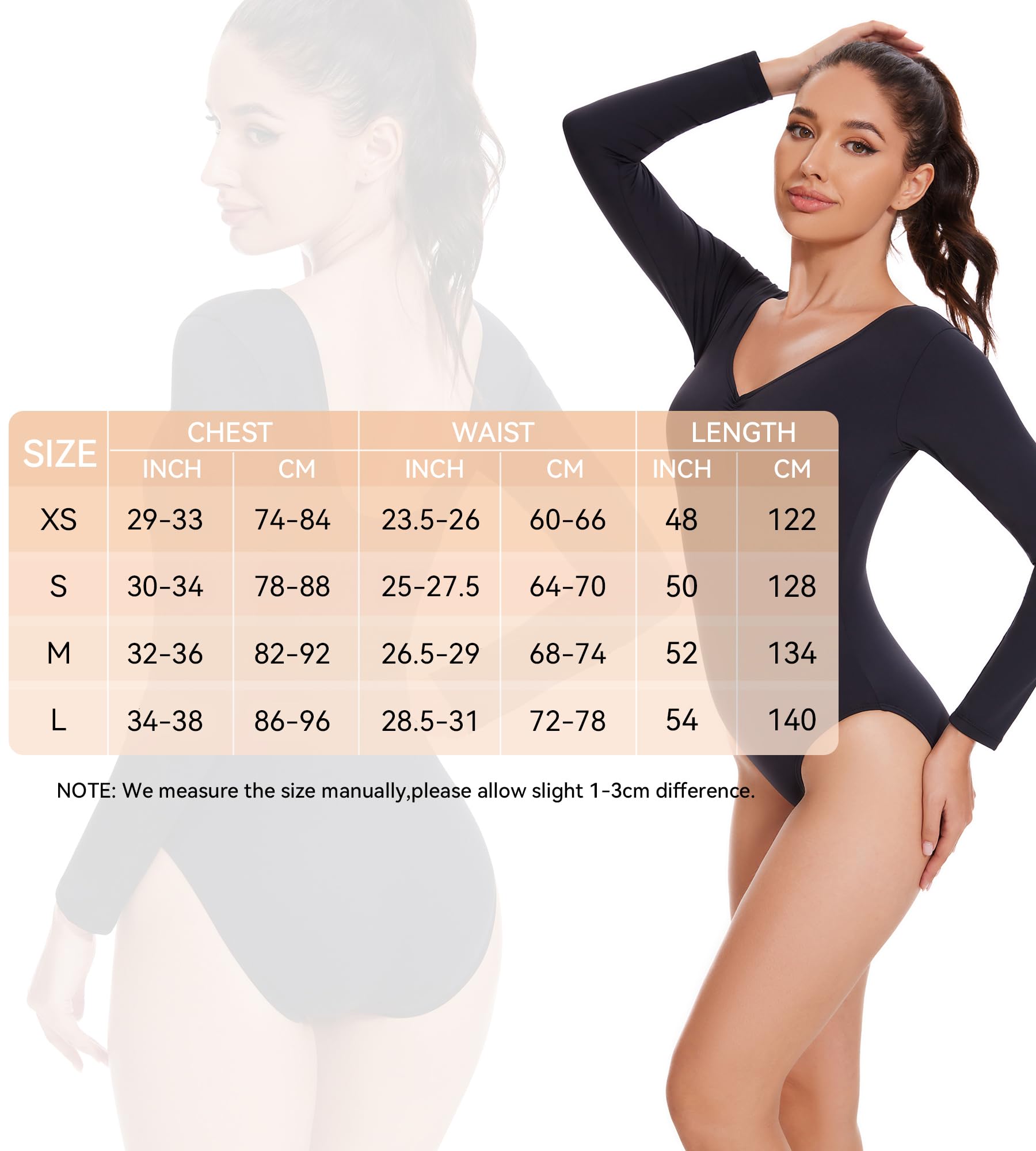 Maillot Ballet de Manga Larga para Mujer, Mallas de Ballet Básicas de Baile Suave y Muy Elásticas para Adultos