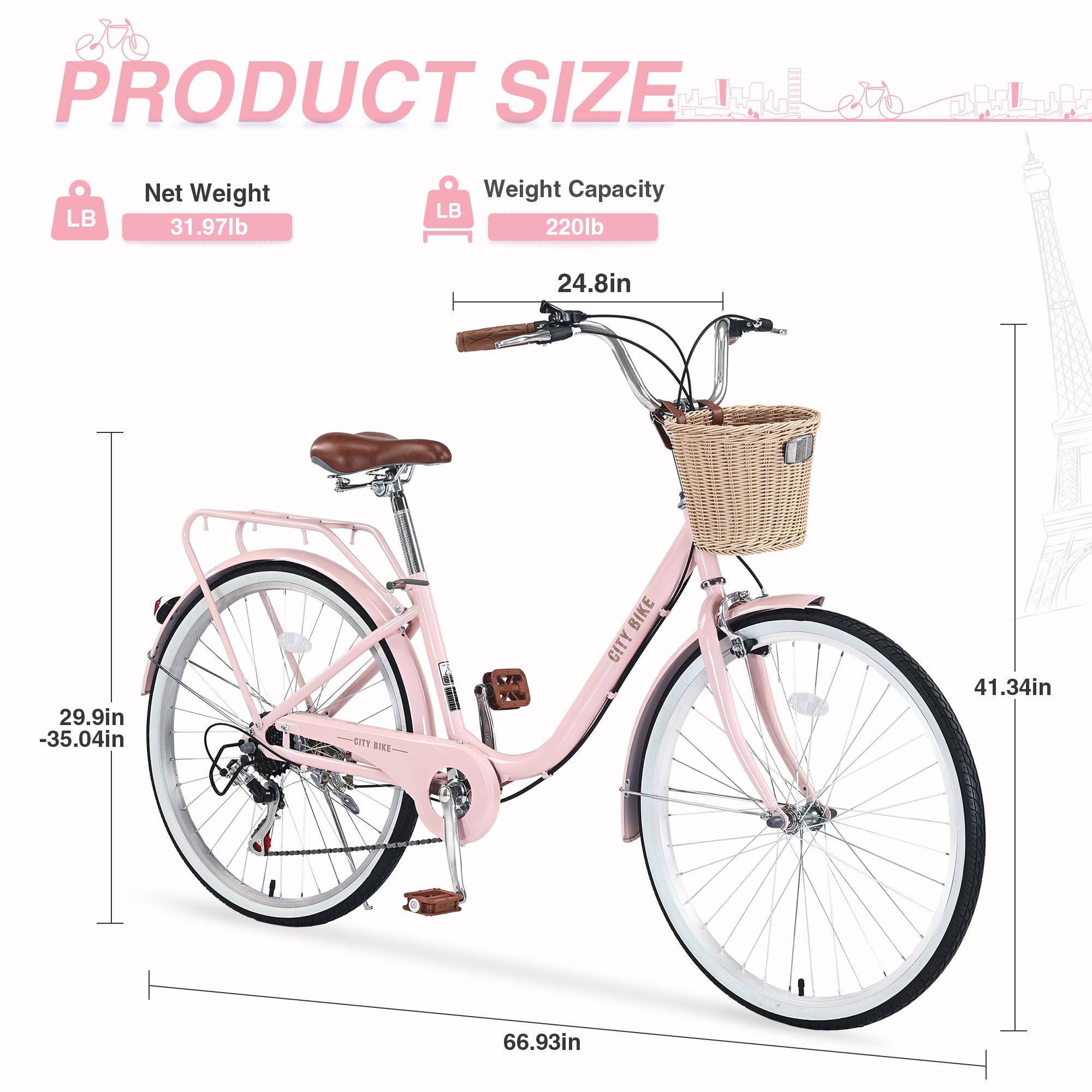 Amazon.com : ZUKKA Cruiser Bike for Women 22/26 Inch Ladies Bike 7