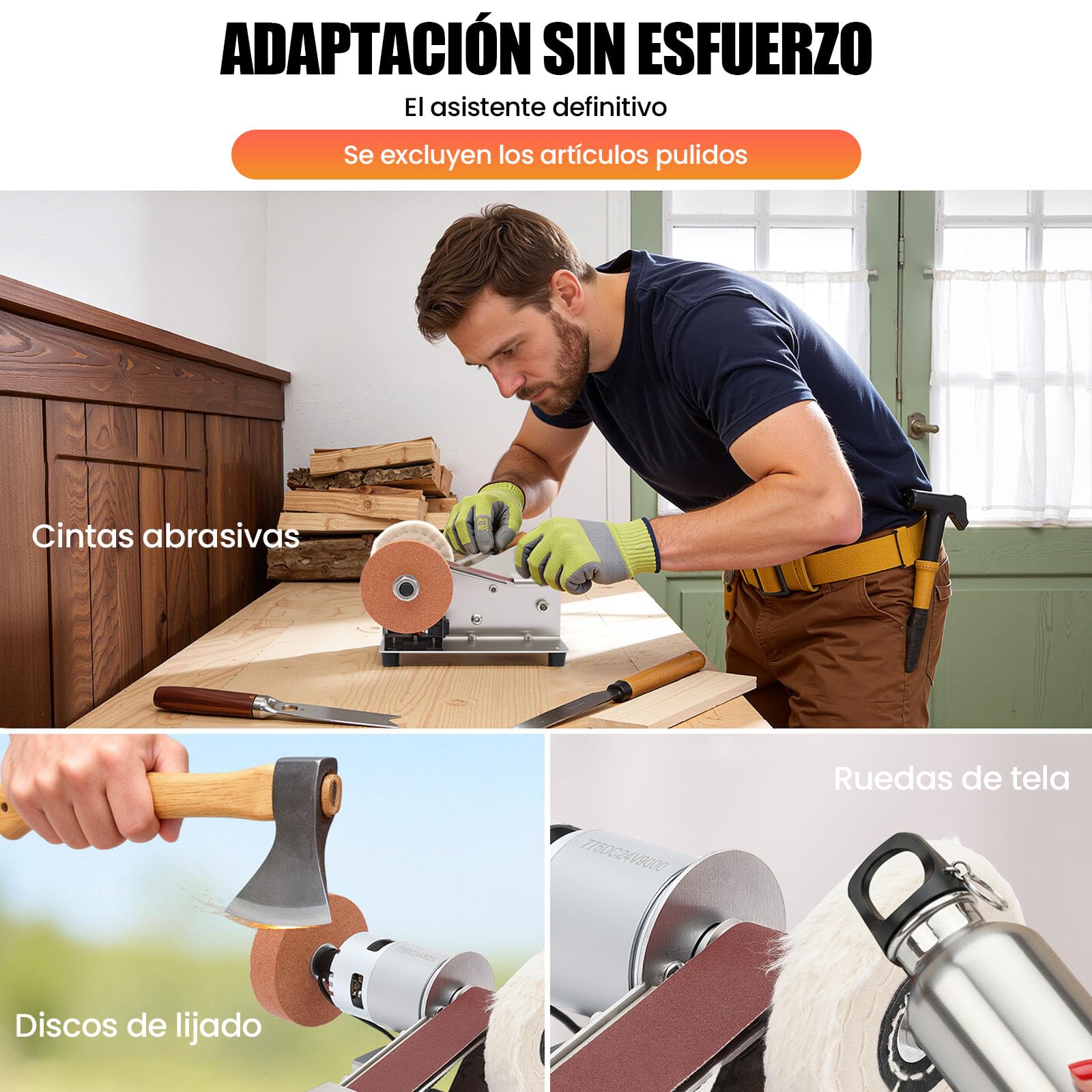Lijadora de banda eléctrica, lijadora de banda pequeña con 20 bandas de lijado, pulidora ajustable de 7 niveles para aluminio, ámbar, cerámica, vidrio