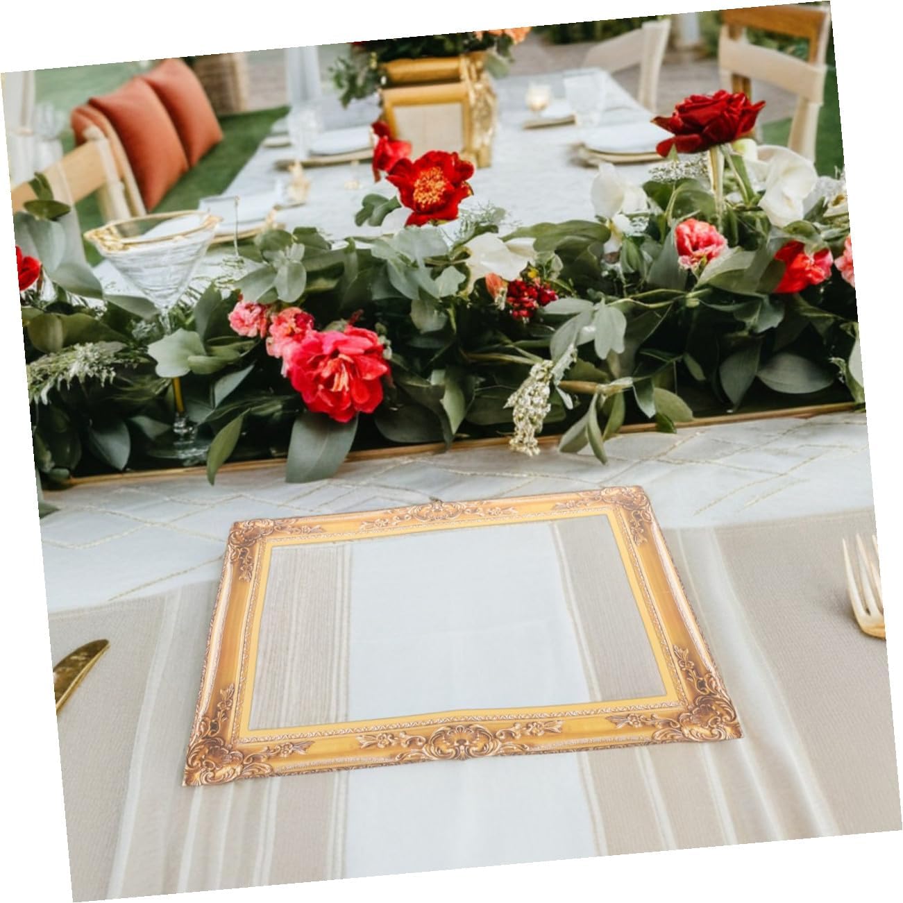 4pcs Wedding Photo Frame Props, Gold Paper Photobooth Accessories for Wedding Reception, Bridal Shower, Engagement Party Handheld Selfie Booth Decorations