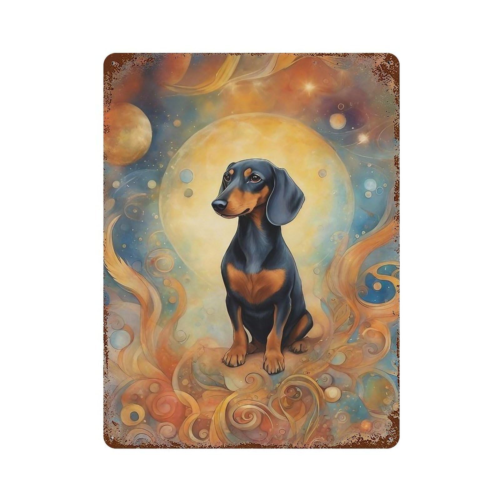 Rust Effect Dog00040 Retro Metal Sign 15.7"x11.8", Classic Wall Plaque for Cafe, Home Bar And Lounge Decor