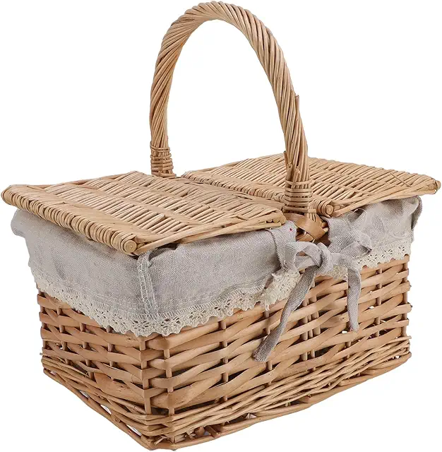 Picnic Basket with Spetsdetal (Daisy) - Premium Woven Picnicking Korg