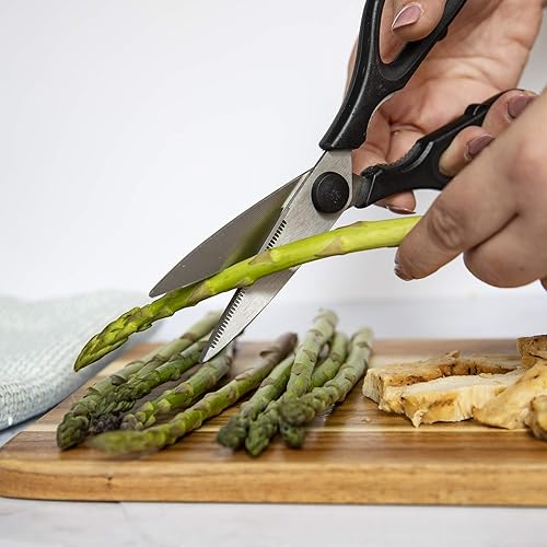 Miniatura 5 de Rae Dunn Tijeras de cocina - Tijeras de cocina de acero inoxidable, tijeras de cocina para cortar carne, pollo, hierbas y productos con cubierta de