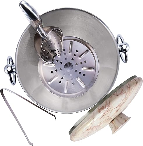 Miniatura 26 de Cubo de hielo con tapa, cuchara, pinzas y colador, acero inoxidable aislado bien hecho, mantiene el hielo congelado durante más tiempo, ideal