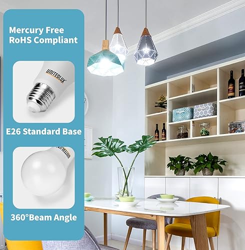 Miniatura 5 de UNITEDLUX Bombillas LED A19 de 9 W equivalentes a 60 W, 800 lúmenes CRI 90+ blanco cálido 3000 K, base estándar E26, bombillas de CA no regulables