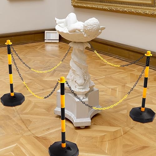 Miniatura 7 de Paquete de 12 conos de delineador de tráfico que incluyen base rellenable, barrera de seguridad de tráfico expandible de 5 pies, cadena de plástico